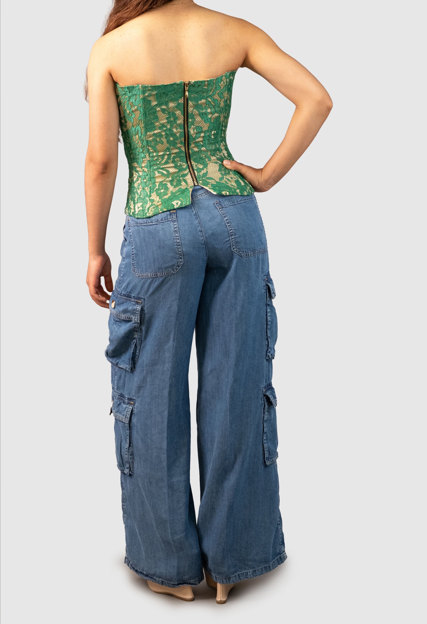 Embroidered Lace Corset with Nude