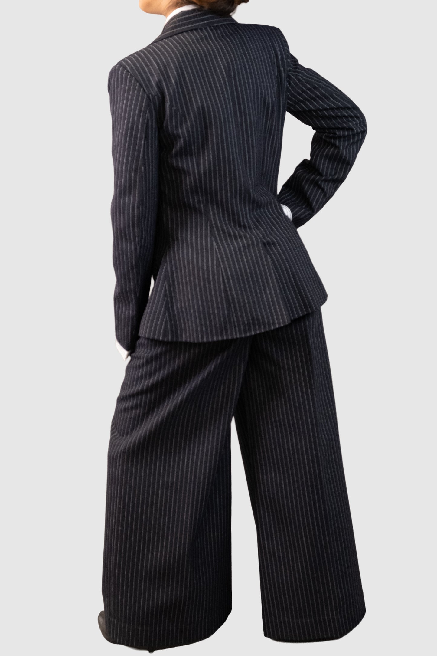 Black Pinstripe Tailored Blazer