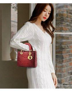 Structured Croc-Embossed Square Handbag