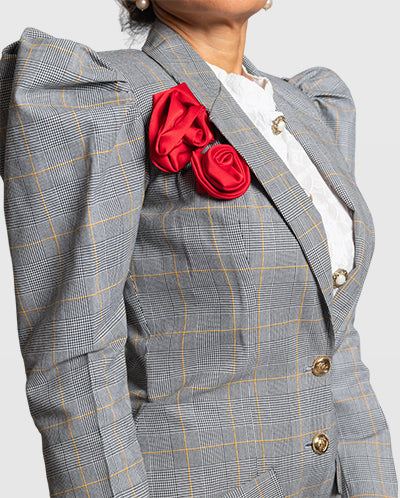 Handmade Short Blazer with Red Flower Detail (Limited Edition) Vera Argenti