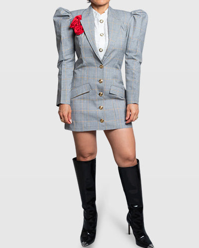 Handmade Short Blazer with Red Flower Detail (Limited Edition) Vera Argenti