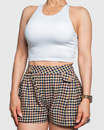 Handmade Brown Plaid Tailored Shorts | Limited Edition Women’s Design Vera Argenti