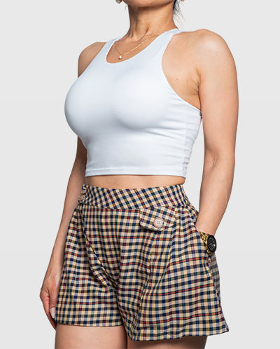 Handmade Brown Plaid Tailored Shorts | Limited Edition Women’s Design Vera Argenti