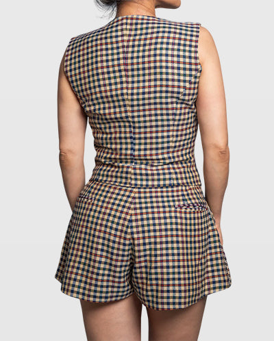 Handmade Brown Plaid Tailored Vest – Limited Edition Vera Argenti
