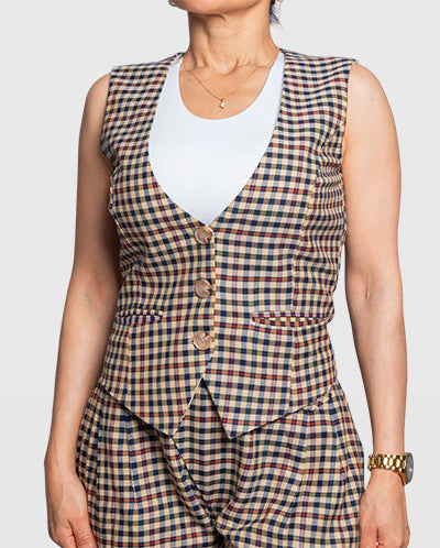 Handmade Brown Plaid Tailored Vest – Limited Edition Vera Argenti