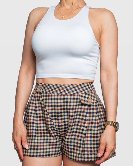 Handmade Brown Plaid Tailored Shorts | Limited Edition Women’s Design Vera Argenti