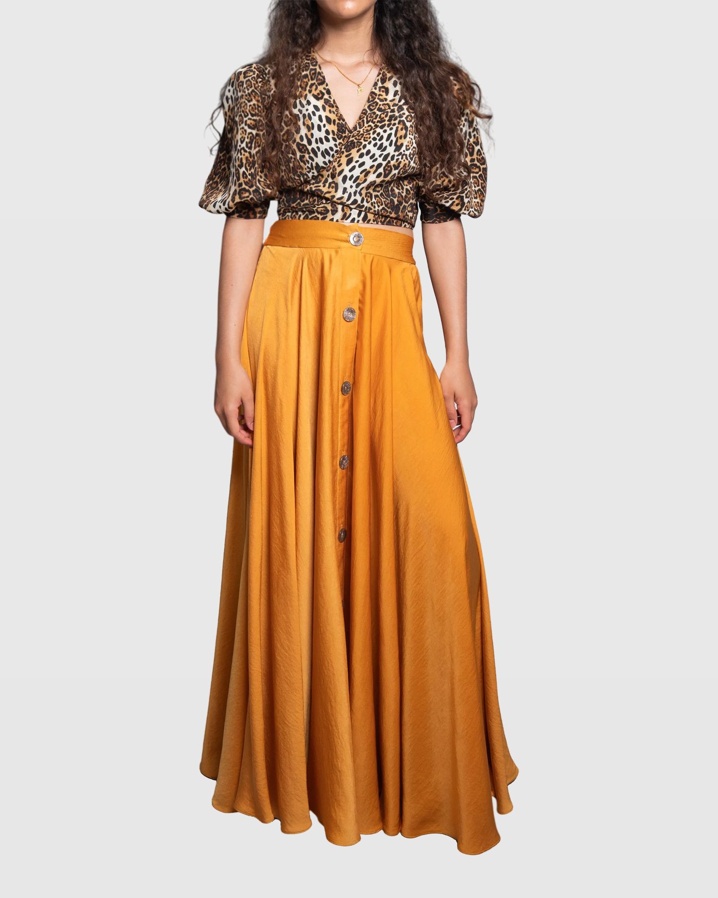 Leopard Wrap Blouse with Puff Bell Sleeves – Vera Argenti Limited Edition