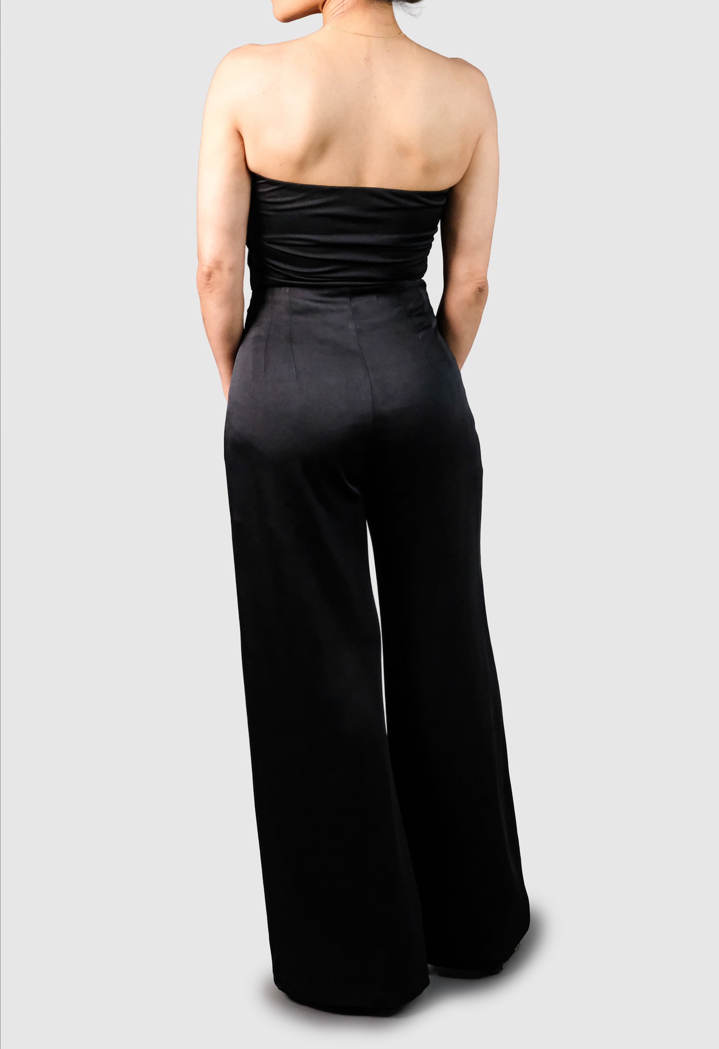Limited-Edition Black Peau de Soie High-Waist Pants