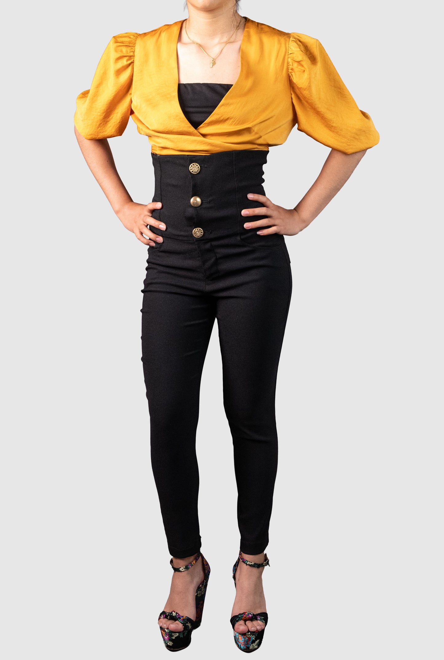 High-Waist Crepe Skinny Pants