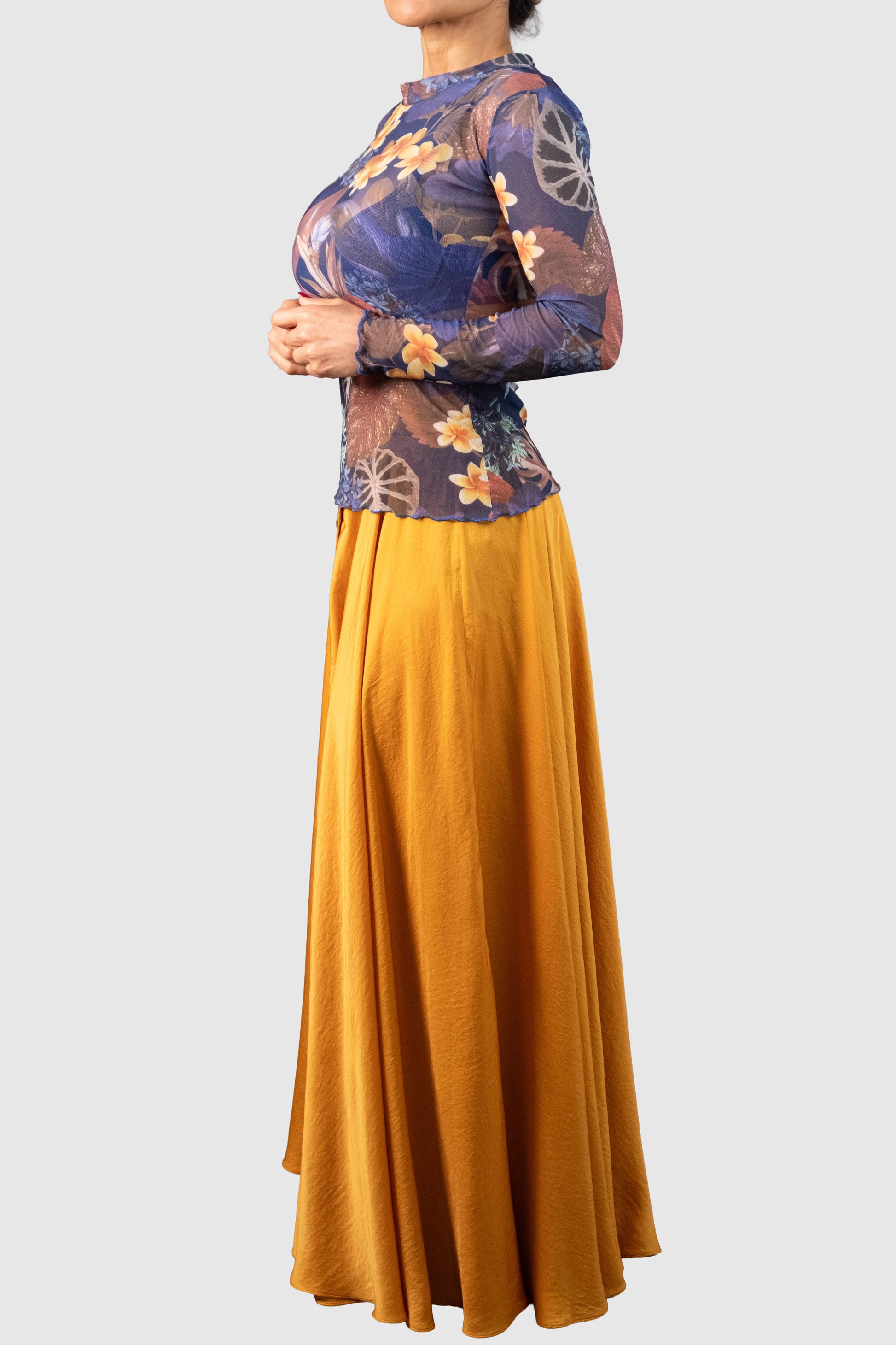 Mesh Long-Sleeve Blouse