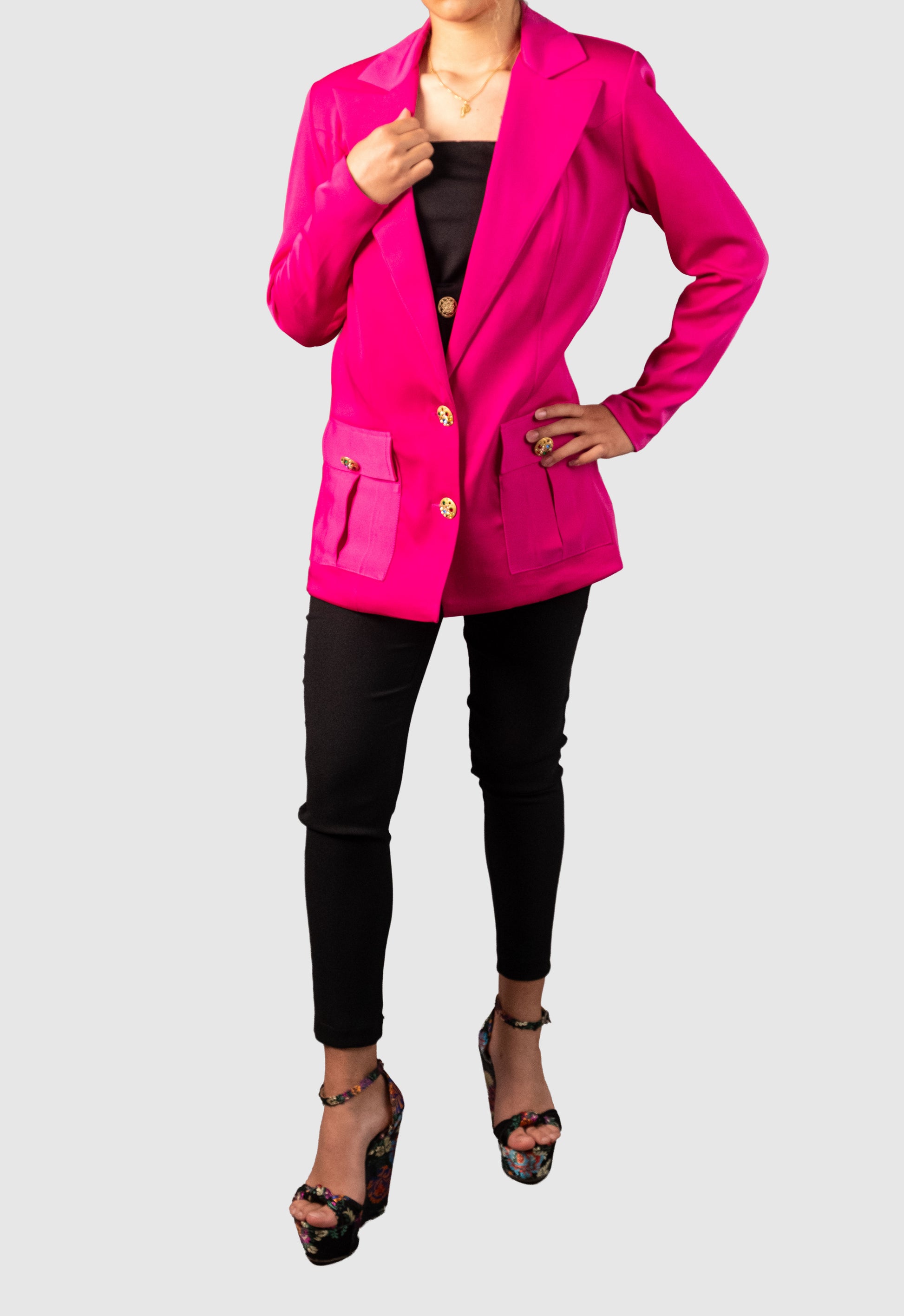 Fuchsia Peau Soie Blazer