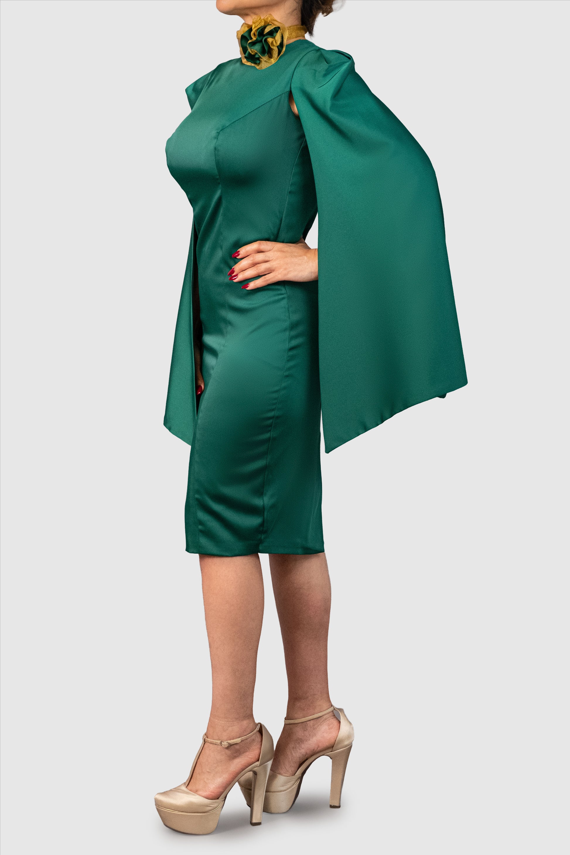 Soie Cape Sleeve Dress