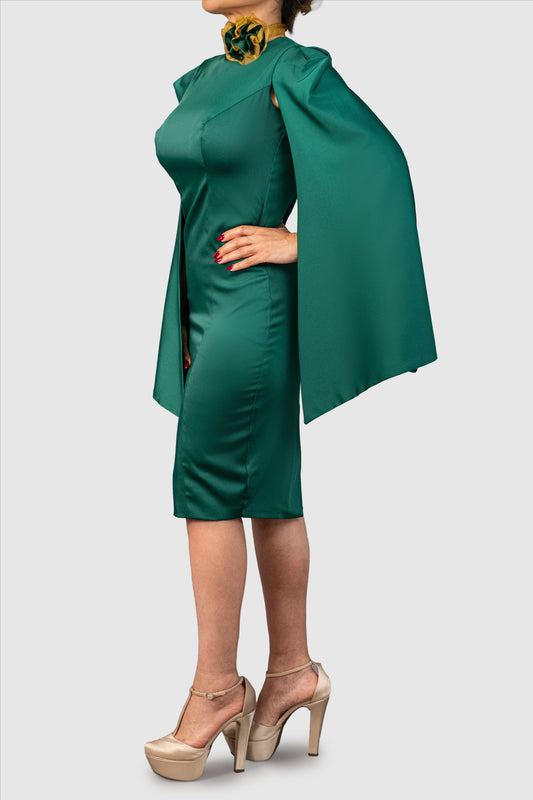 Soie Cape Sleeve Dress
