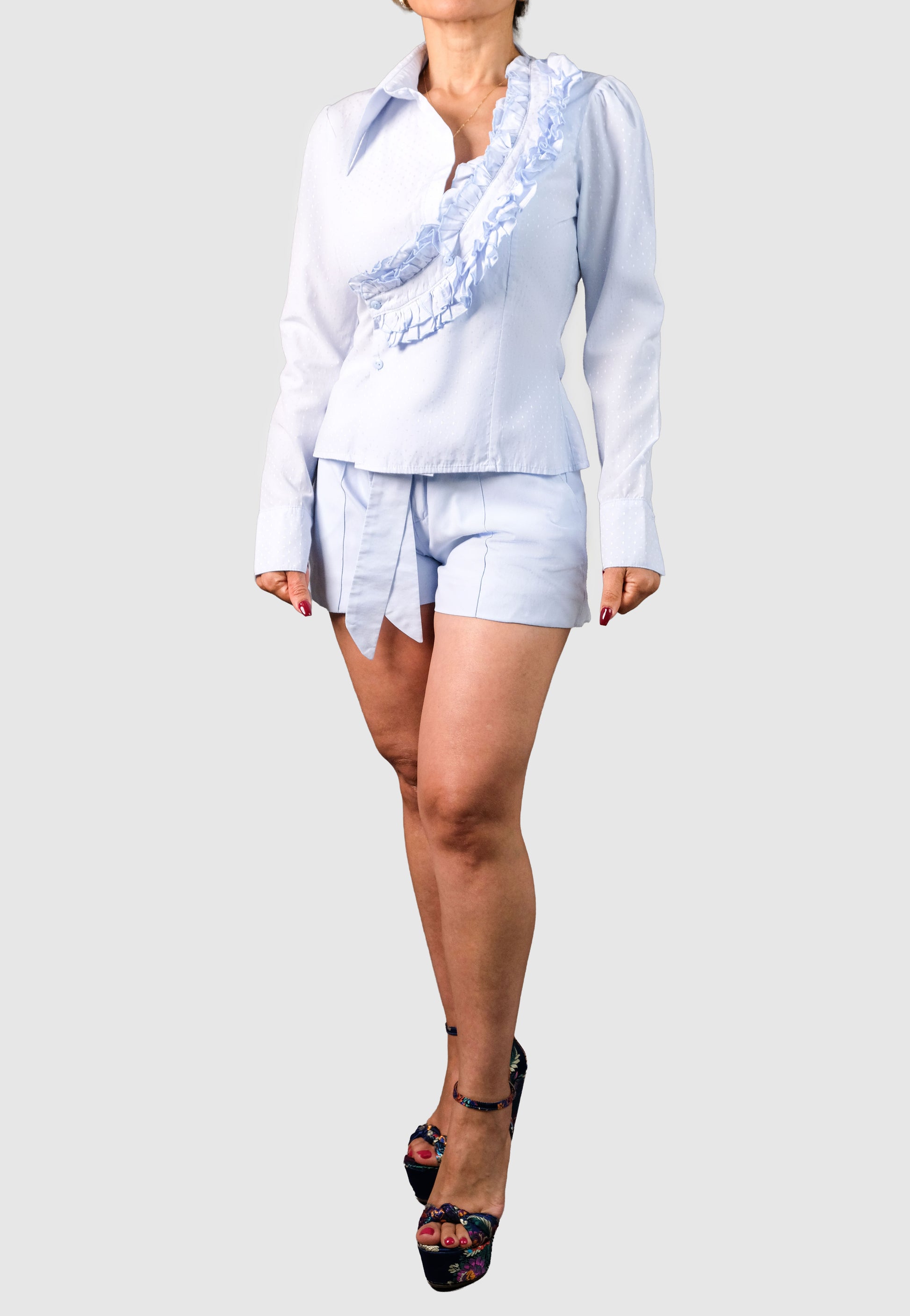 Light Blue Ruffled Shirt