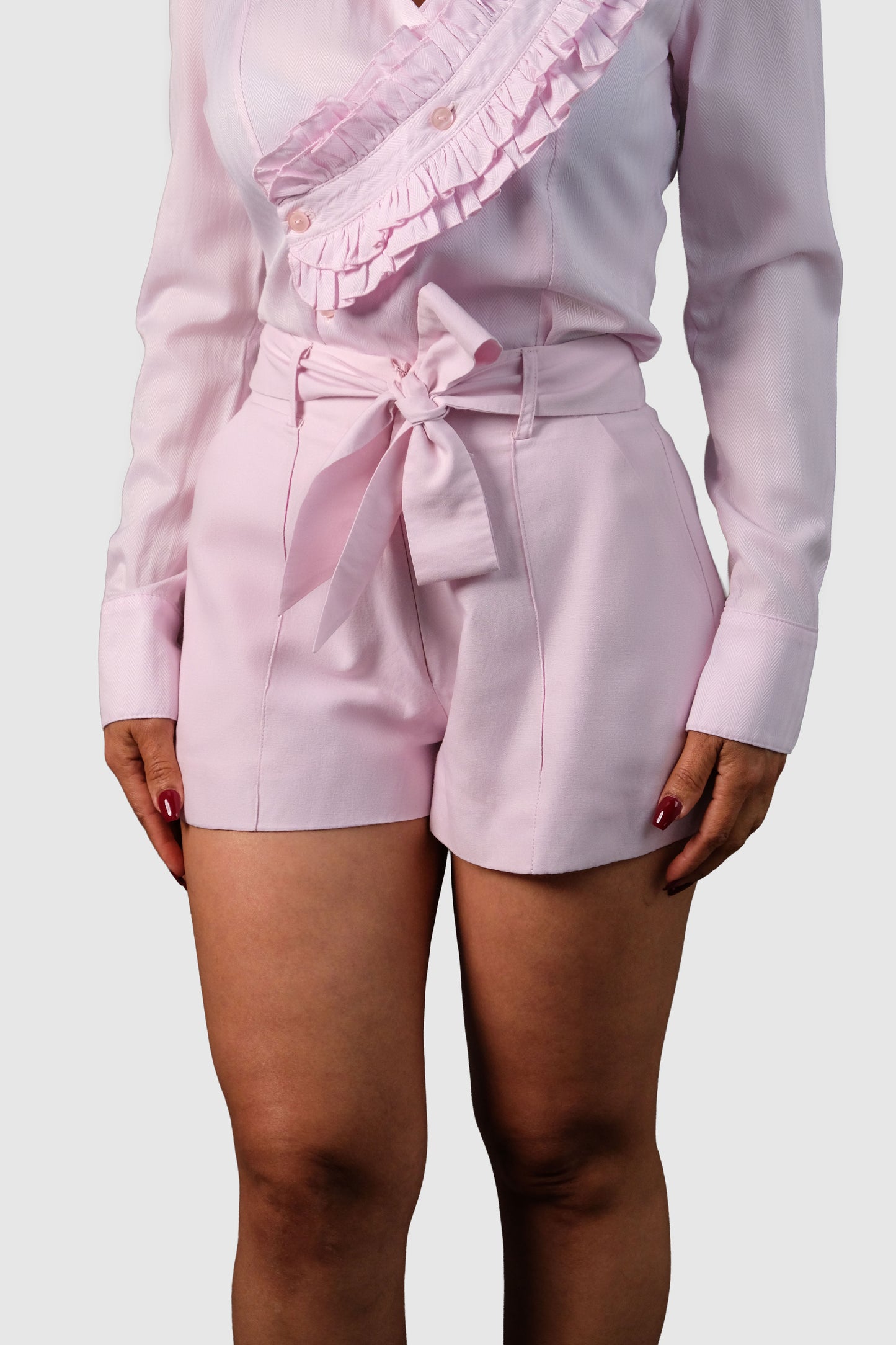 Pink High-Waist Lined Shorts