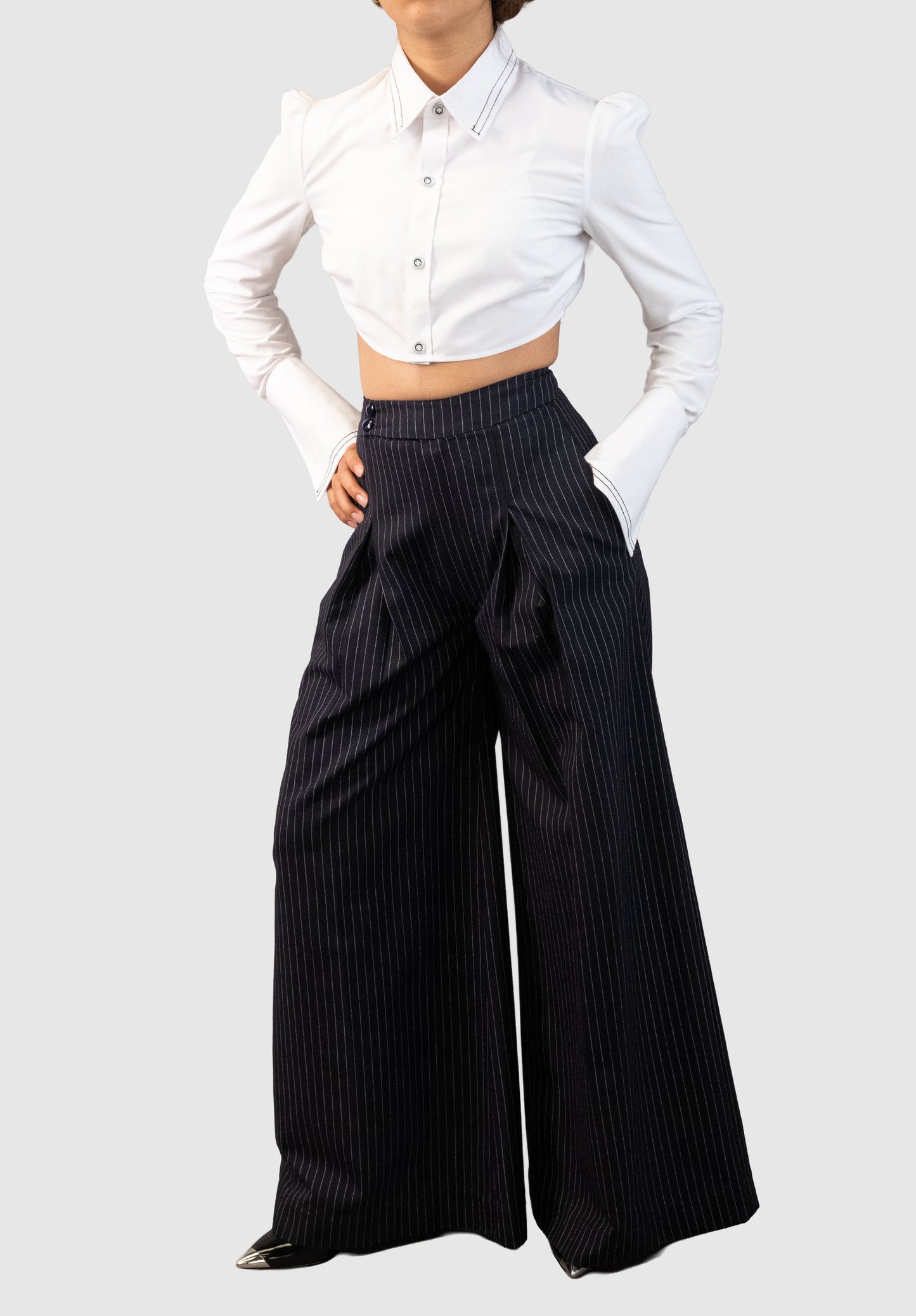 Pinstripe tailored pants