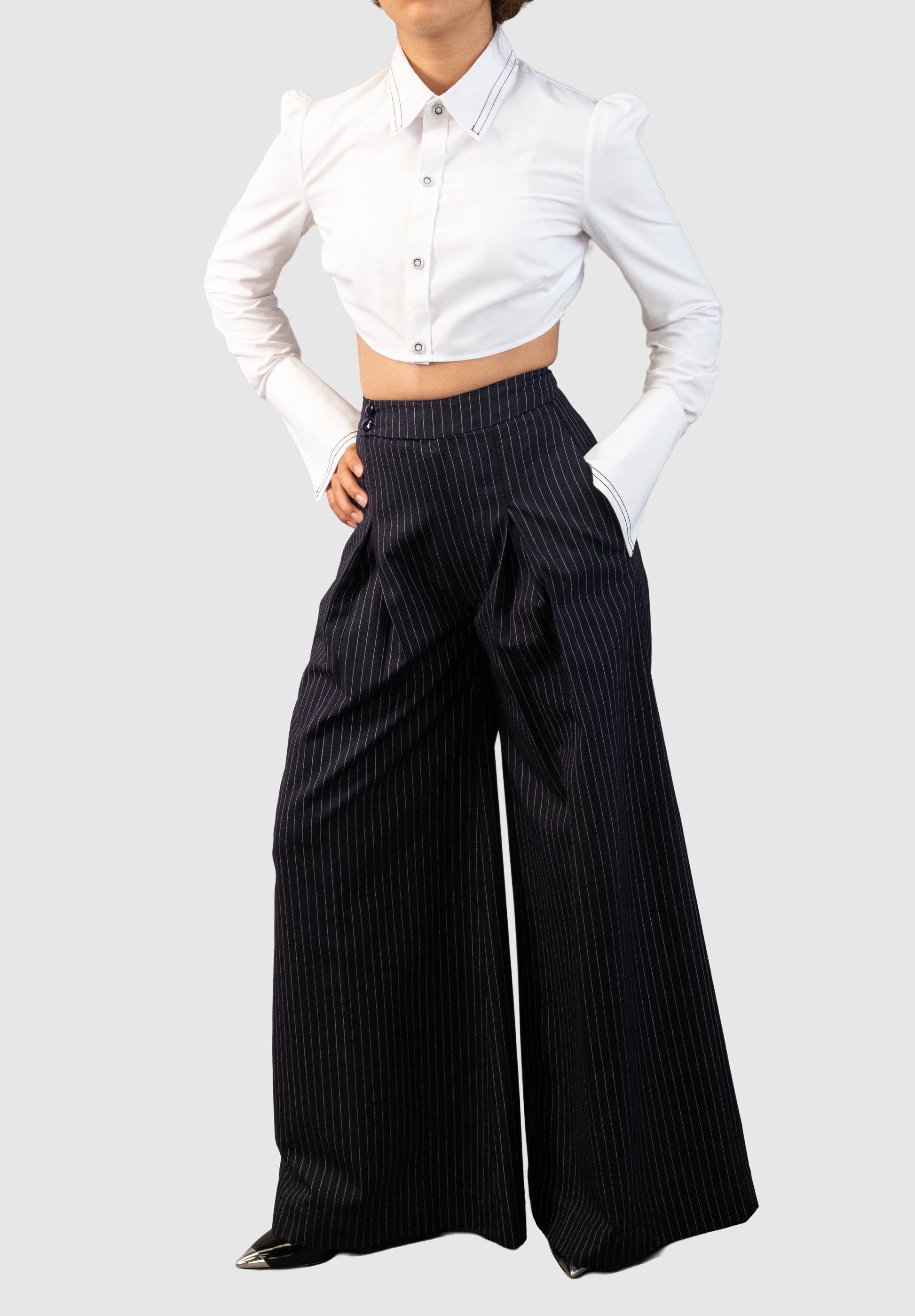 Pinstripe tailored pants
