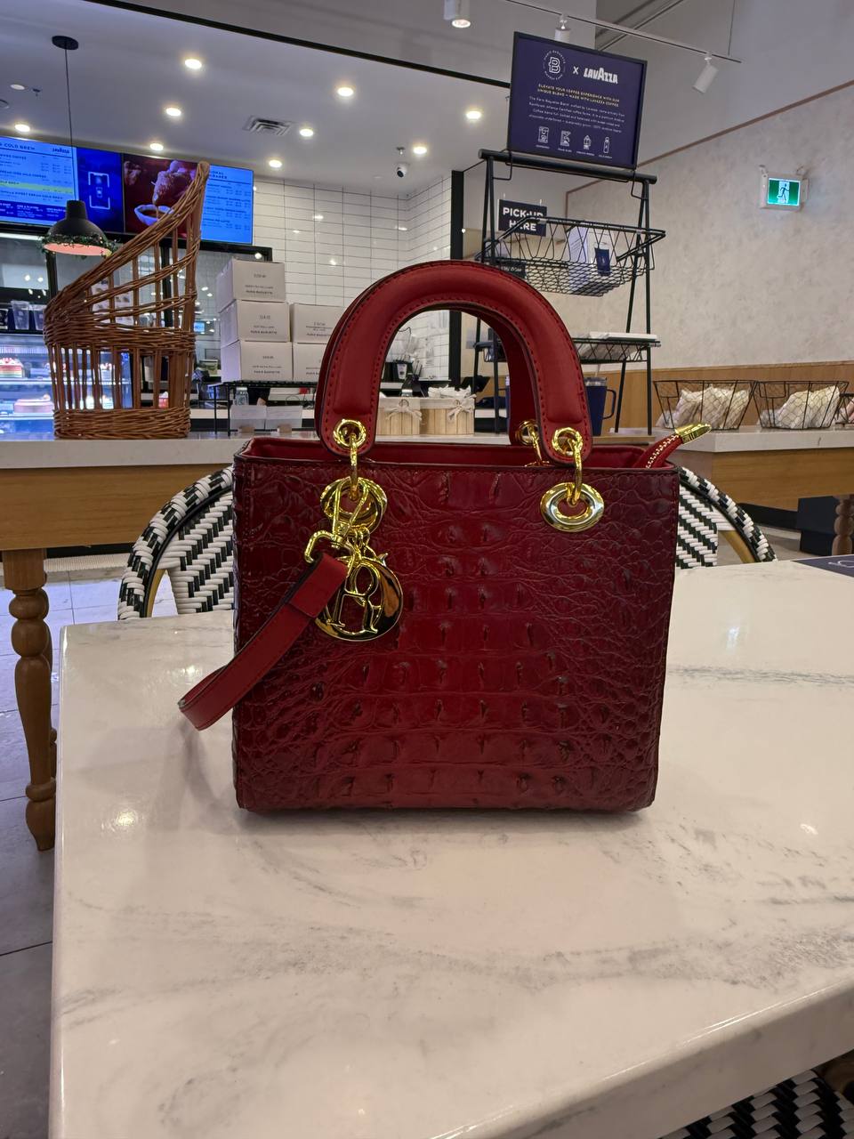 Structured Croc-Embossed Square Handbag