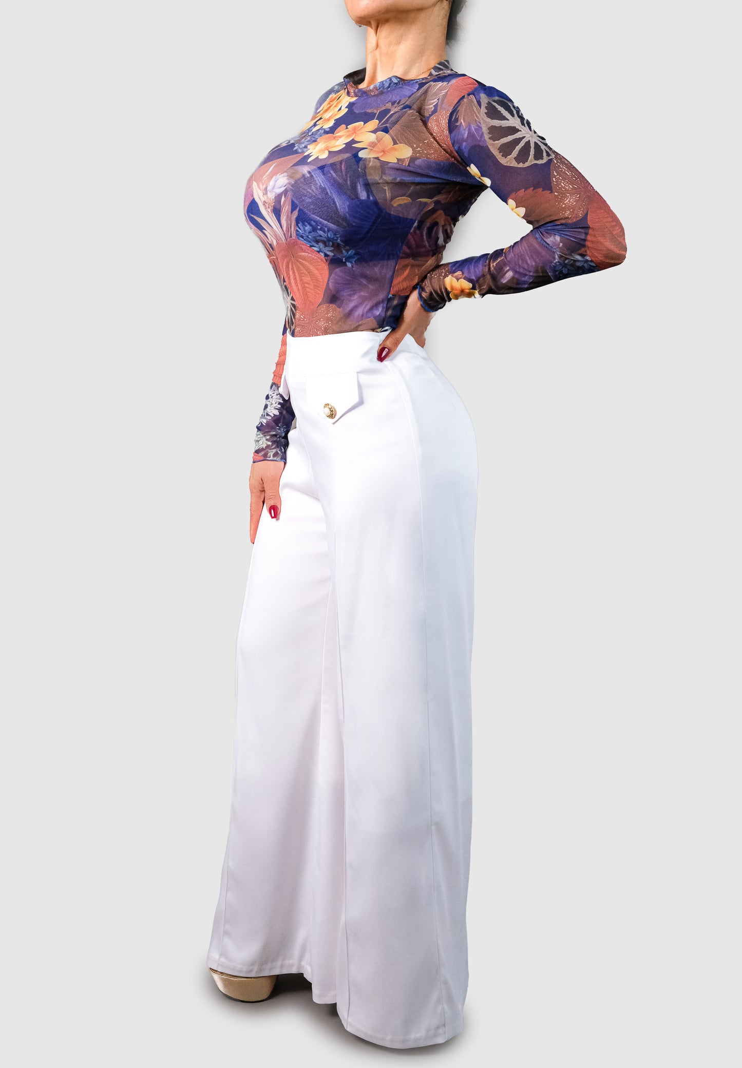 White Peau de Soie High-Waisted Pants – Limited Edition Designer Fit