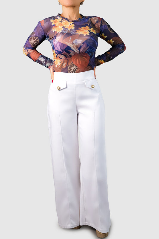 White High-Waisted Pants