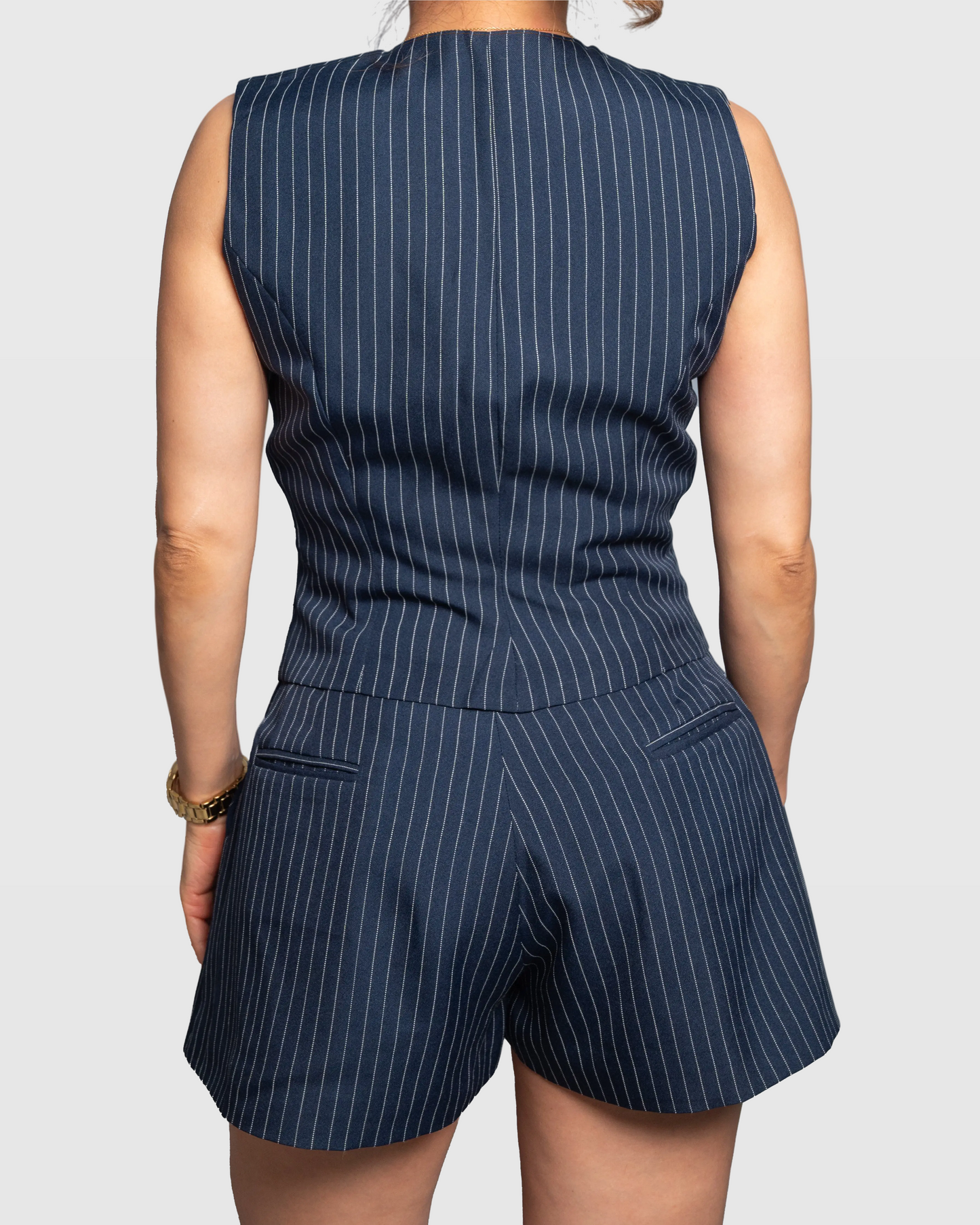 Navy Pinstripe Tailored Vest – Limited Edition Handmade Vera Argenti