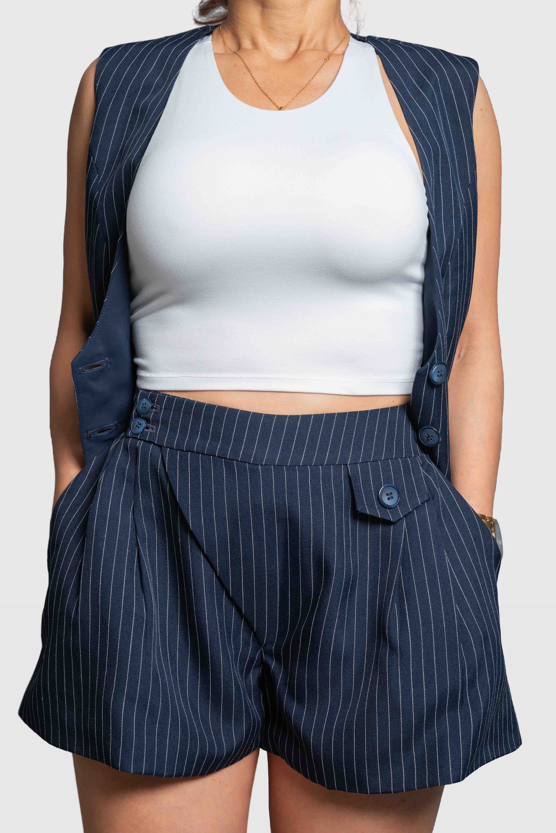 Handmade Pinstripe Tailored Shorts | Limited Edition Women’s Design Vera Argenti