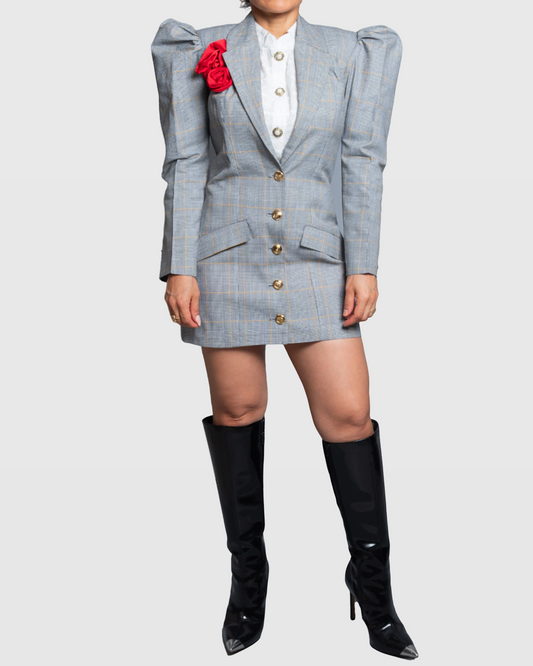 Handmade Short Blazer with Red Flower Detail (Limited Edition)