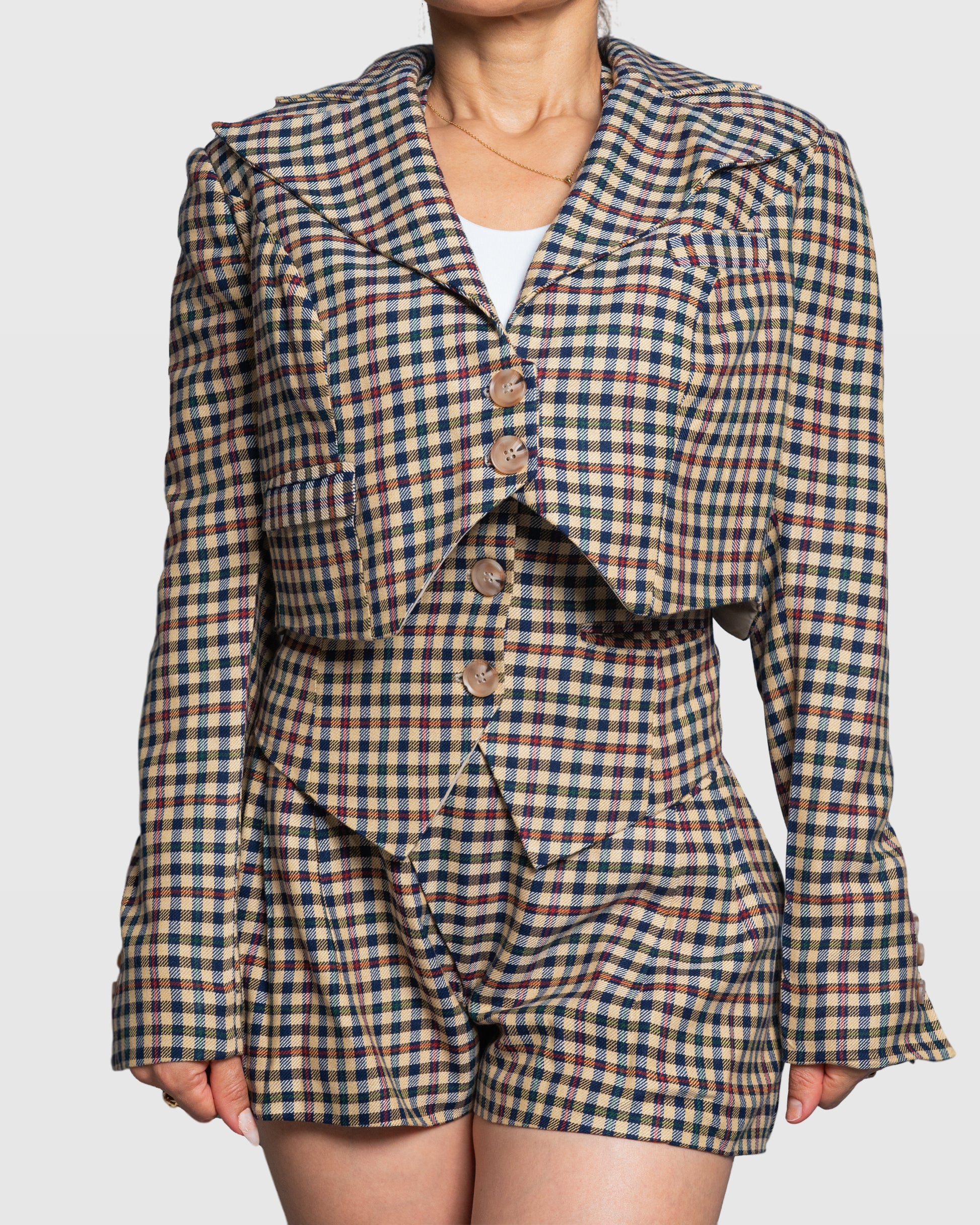 Plaid Cropped Blazer