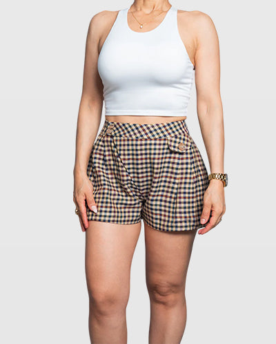 Handmade Brown Plaid Tailored Shorts | Limited Edition Women’s Design Vera Argenti