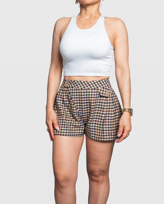 Handmade Brown Plaid Tailored Shorts | Limited Edition Women’s Design Vera Argenti