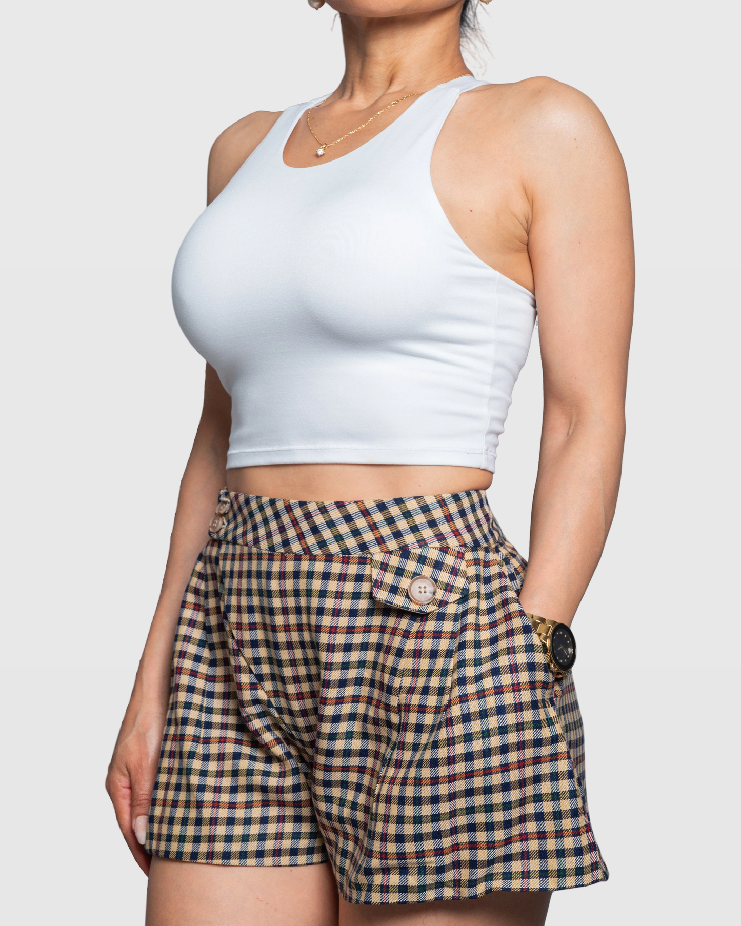 Handmade Brown Plaid Tailored Shorts | Limited Edition Women’s Design Vera Argenti