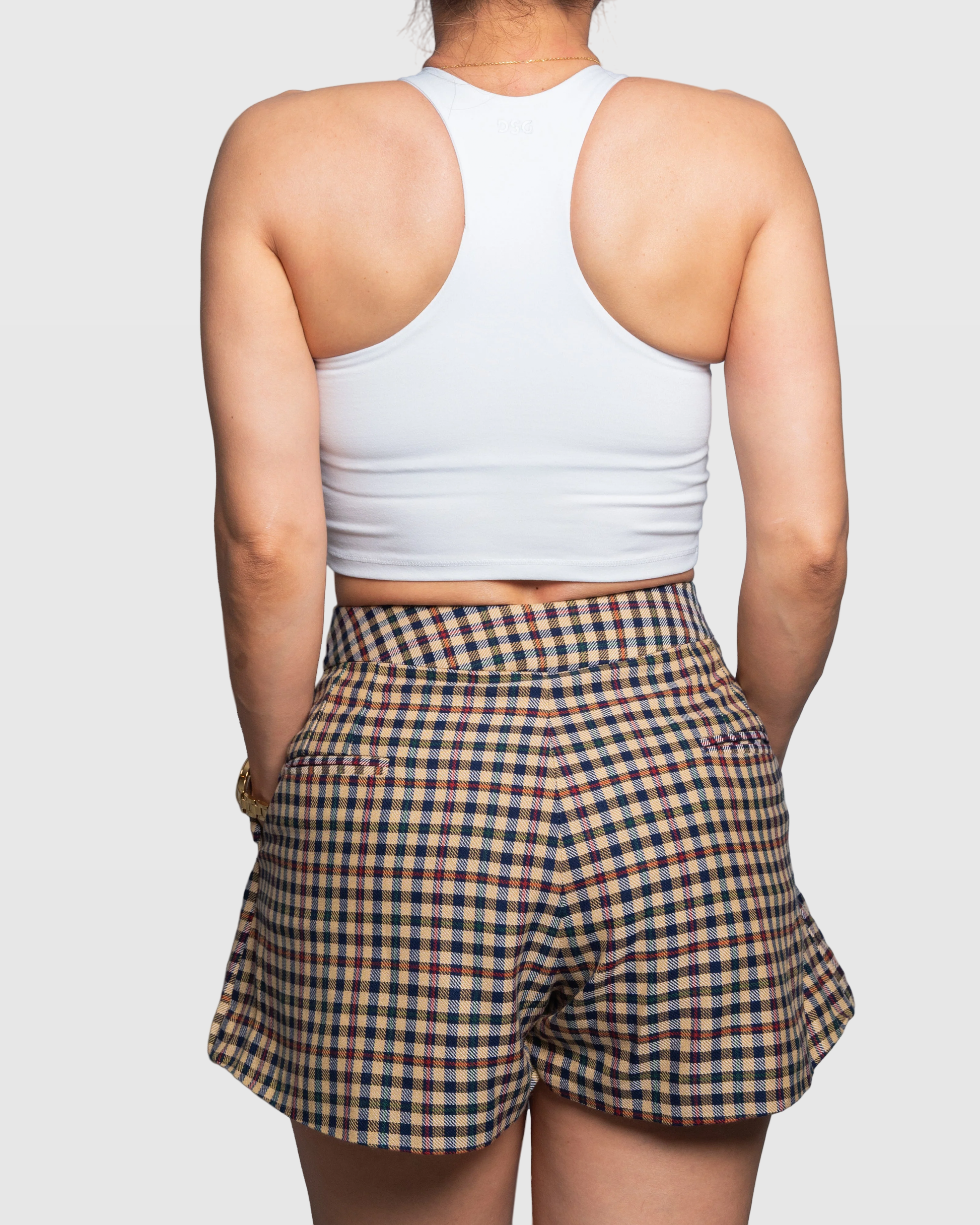 Handmade Brown Plaid Tailored Shorts | Limited Edition Women’s Design Vera Argenti